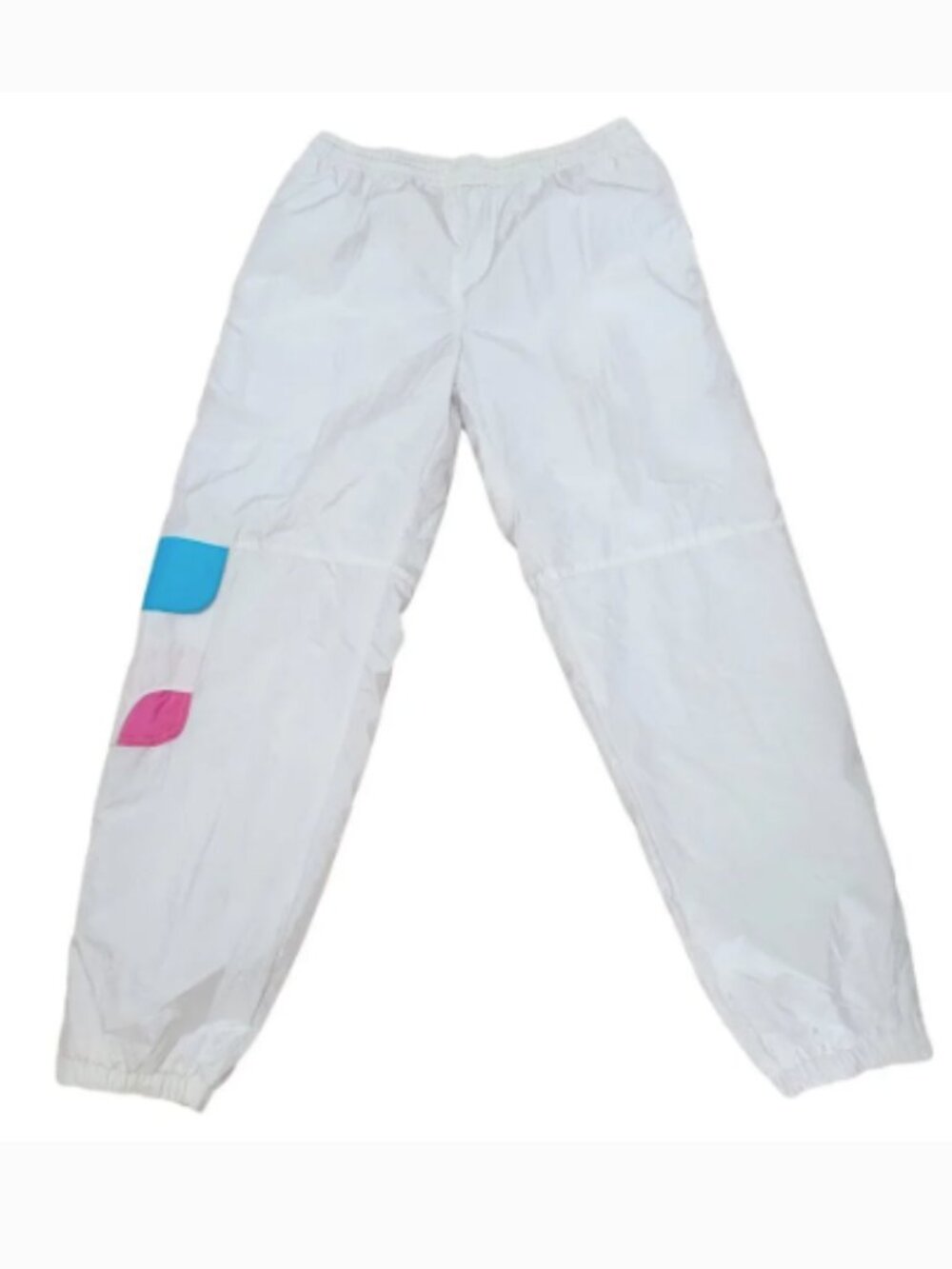 80s Vintage White Parachute Pants w/ Colorful Pocket by Sergio Valente| Medium